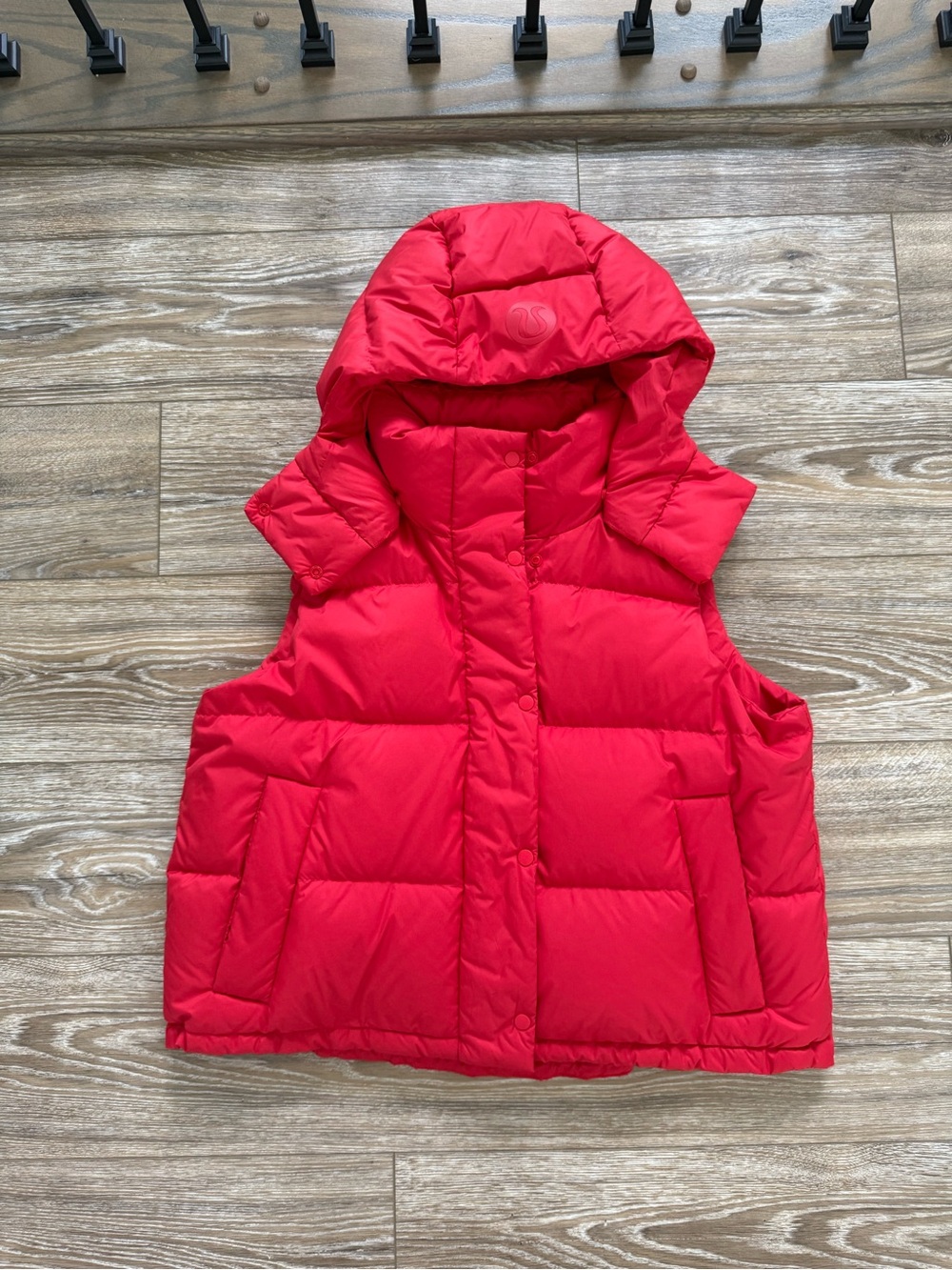 lululemon athletica Red Puffer Hooded Vest